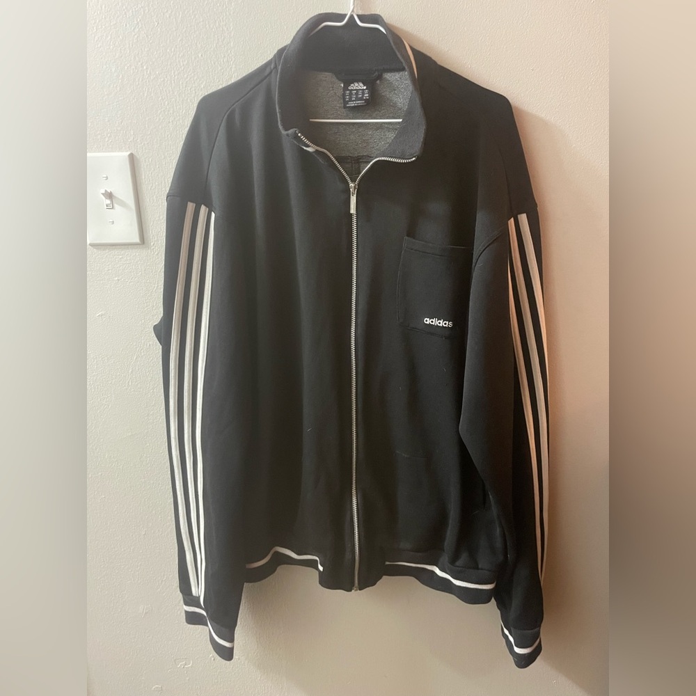 Adidas Men's Black Jacket with front pocket size XL Tote2